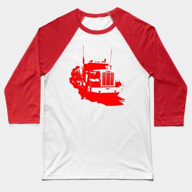 Freightliner classic 1980s big rig truck monoblock red Baseball T-Shirt by soitwouldseem